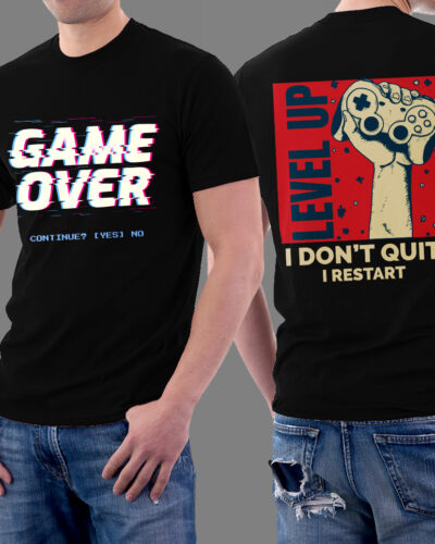 Game Over Gamer Funny Graphic T-shirt