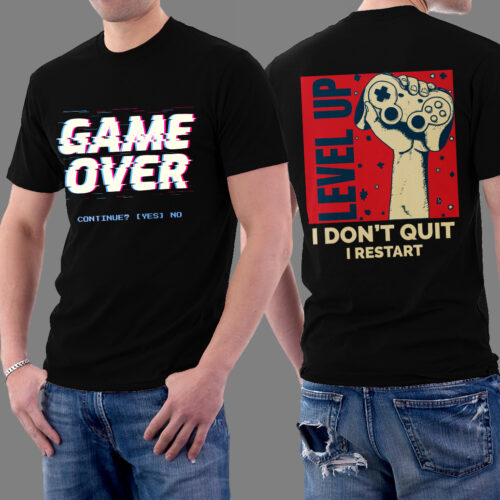 Game Over Gamer Funny Graphic T-shirt