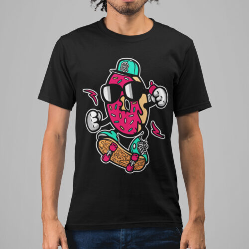Donut Skater Funny Food Graphic T-shirt