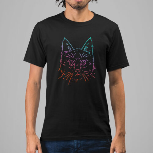 Color Cat Animal Line Art Graphic T-shirt