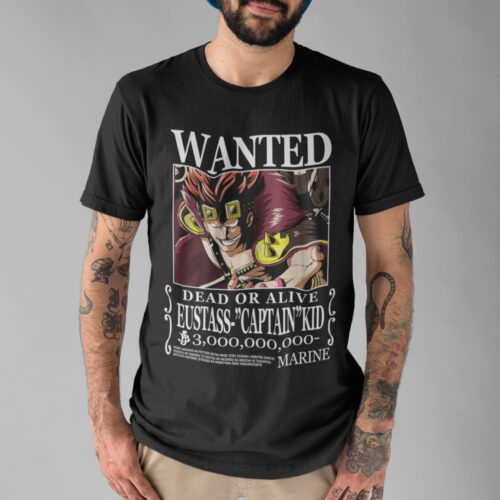 Bounty Kid Anime Typography Wanted Graphic T-shirt