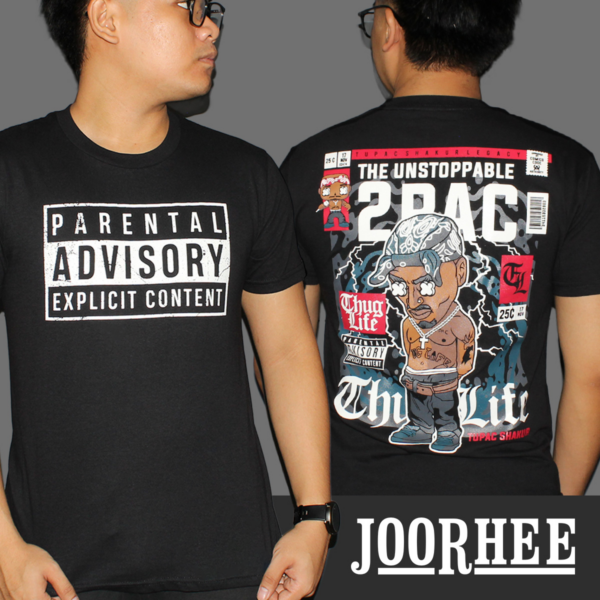 2pac Parental Advisory Music Typography T-shirt