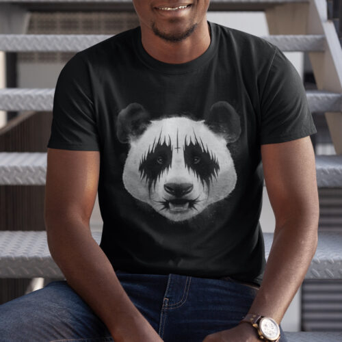 Black Metal Panda Animal Music Graphic T-shirt