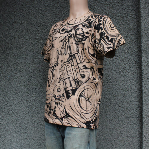 Clock and Gears Doodle Grahpic T-shirt