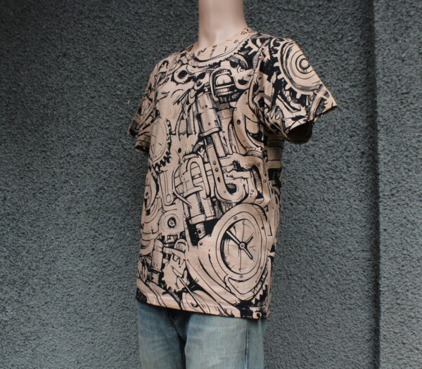 Clock and Gears Doodle Grahpic T-shirt - Image 2