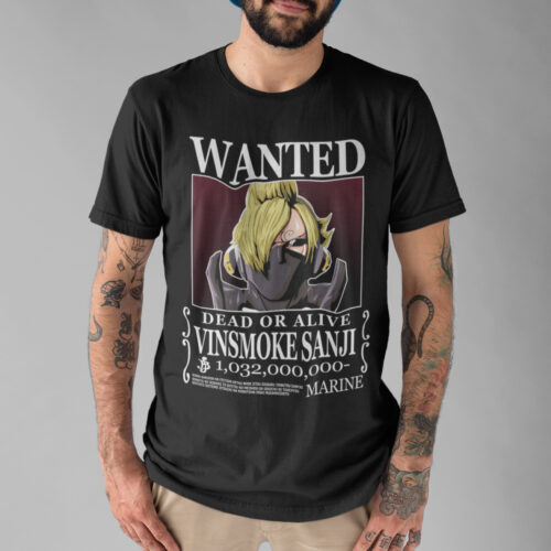 Bounty Sanji Anime Typography Wanted Graphic T-shirt