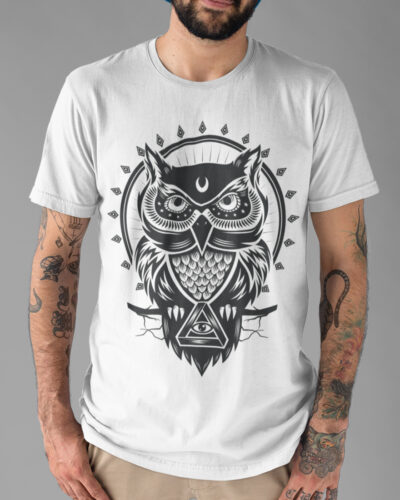 OWL Line Art Animal Graphic T-shirt