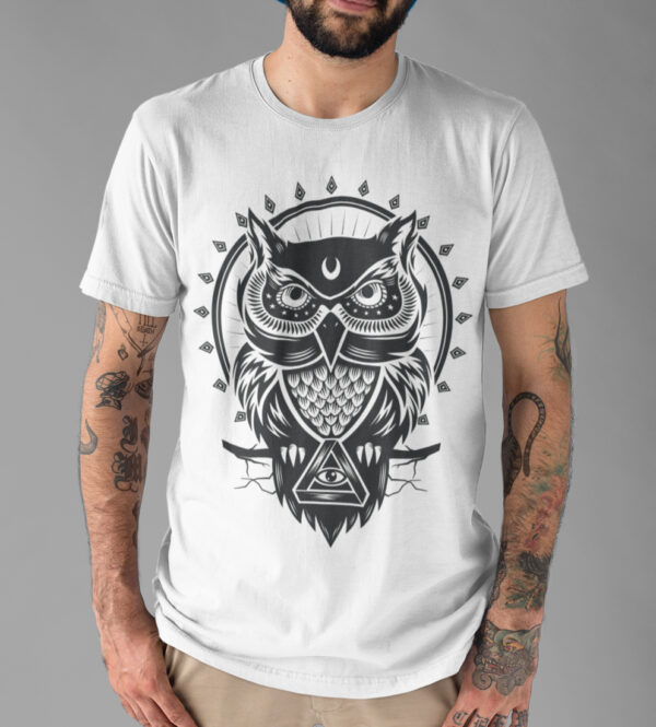 OWL Line Art Animal Graphic T-shirt