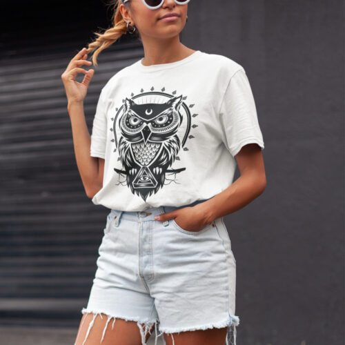 OWL Line Art Animal Graphic T-shirt