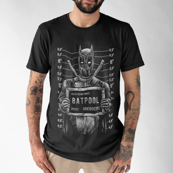 Batpool Mugshot Superhero Vintage Graphic T-shirt - Image 2