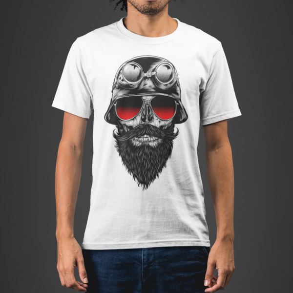 Bone Rider Biker Skull Graphic T-shirt - Image 3