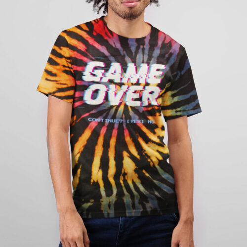 Game Over Reverse Tie Dye Rainbow T-shirt