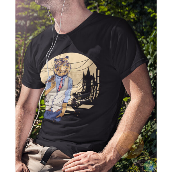 City Tiger Funny Animal Graphic T-shirt - Image 2