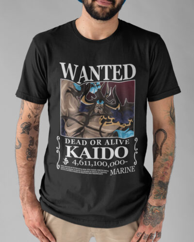 Bounty Kaido Anime Typography Wanted Graphic T-shirt