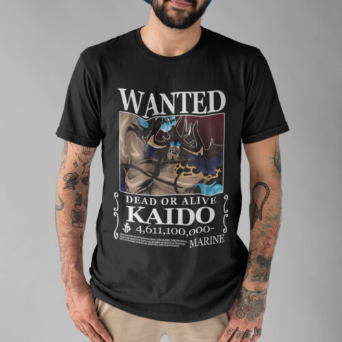 Bounty Kaido Anime Typography Wanted Graphic T-shirt