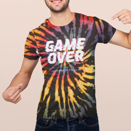Game Over Reverse Tie Dye Rainbow T-shirt
