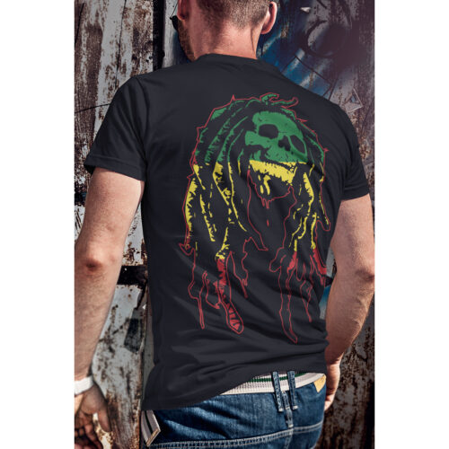 Bob Marley Music Skull Graphic T-shirt