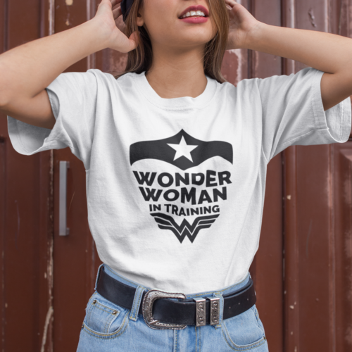 Wonder Woman In Training Typography Superhero T-shirt