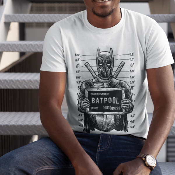 Batpool Funny Superhero Graphic T-shirt - Image 3