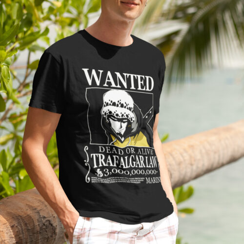 Bounty Law Anime Typography Wanted Graphic T-shirt