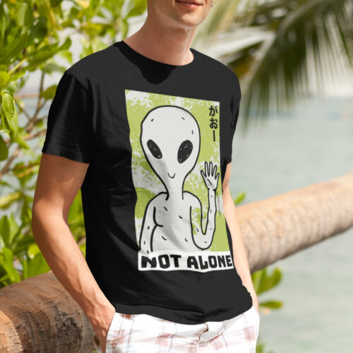 Not Alone Alien Funny Space T-shirt