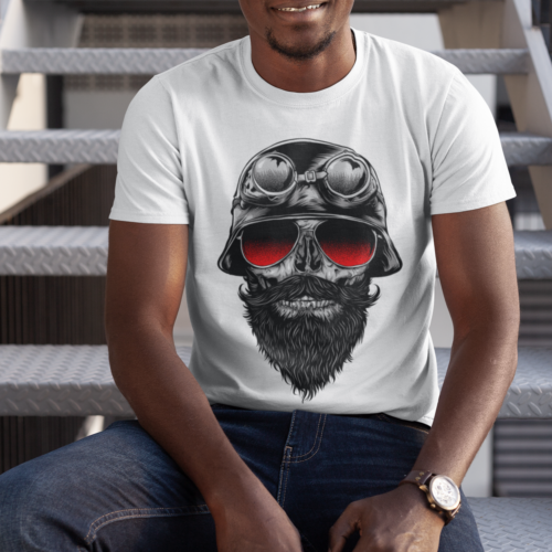 Bone Rider Biker Skull Graphic T-shirt