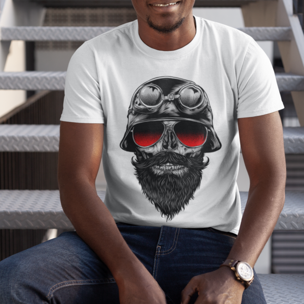 Bone Rider Biker Skull Graphic T-shirt - Image 4