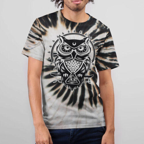 Owl Black Spiral Tie Dye T-shirt