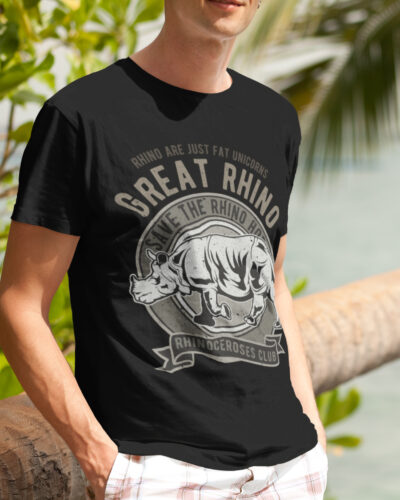 Rhino Animal Typography Graphic T-shirt