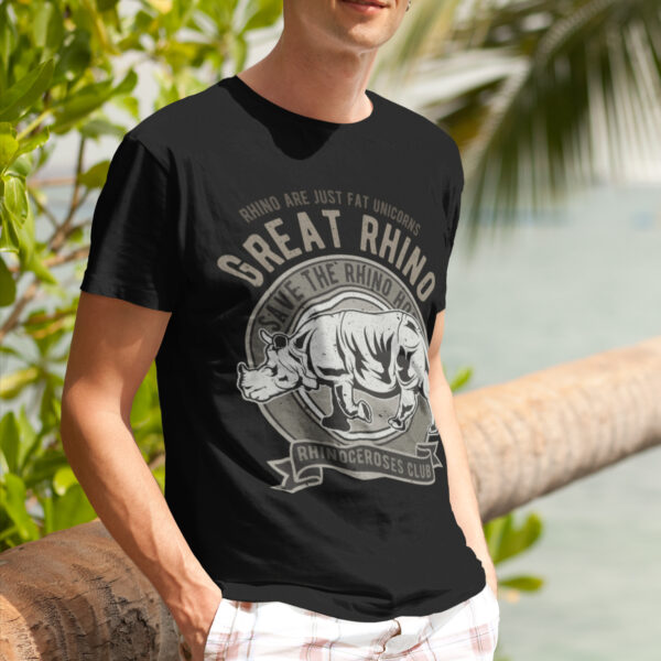 Rhino Animal Typography Graphic T-shirt