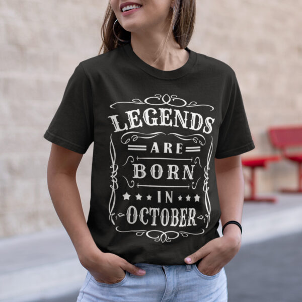 Legends October Typography Graphic T-shirt - Image 2