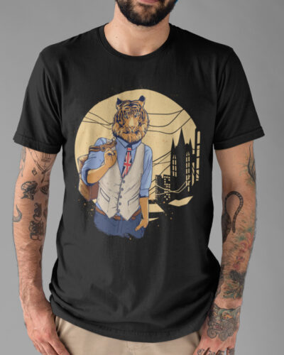 City Tiger Funny Animal Graphic T-shirt