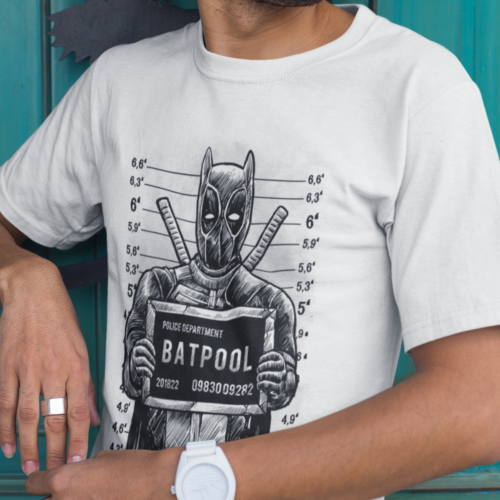 Batpool Batman Deadpool Mugshot Superhero T-shirt