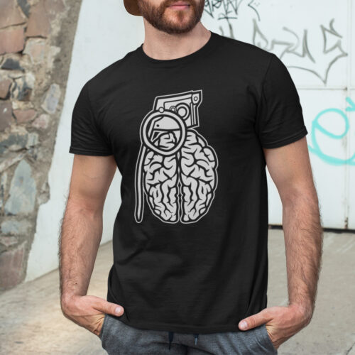 Grenade Brain Funny Graphic T-shirt