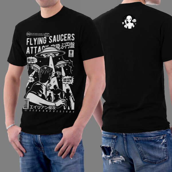 UFO Attack Funny Anime Graphic T-shirt