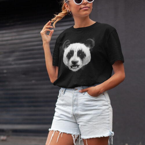 Black Metal Panda Animal Music Graphic T-shirt