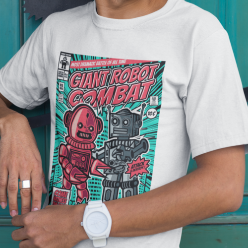 Giant Robot Combat Graphic T-shirt