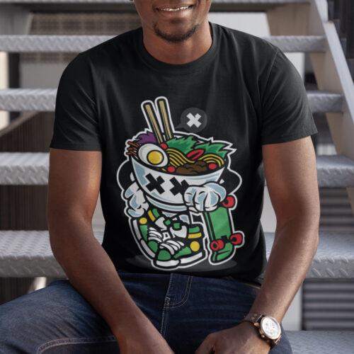 Ramen Style Food Skateboard Graphic T-shirt