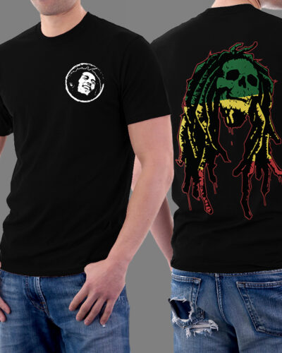 Bob Marley Music Skull Graphic T-shirt