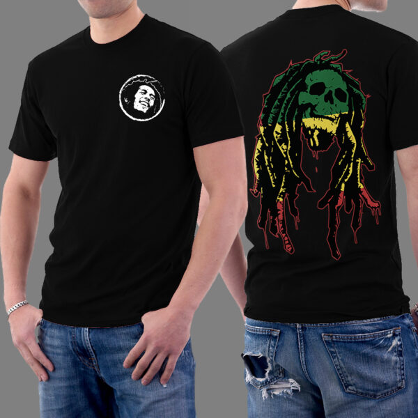 Bob Marley Music Skull Graphic T-shirt