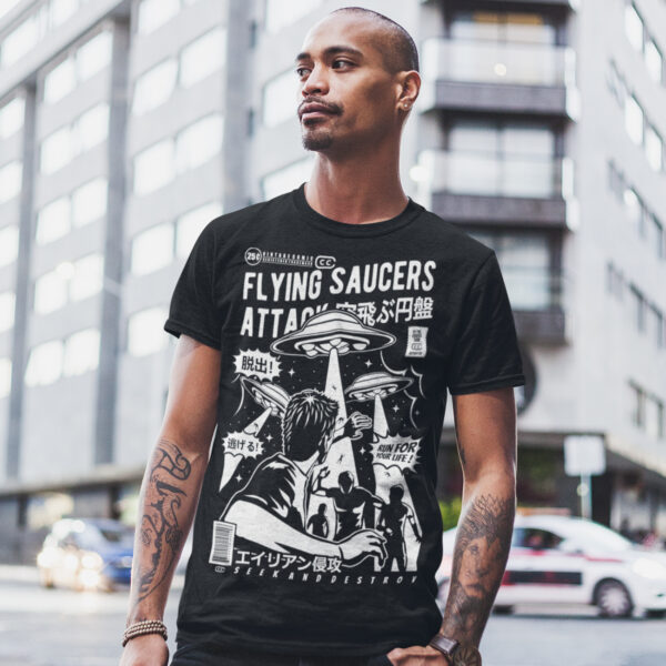 UFO Attack Space Alien Invasion T-shirt - Image 3