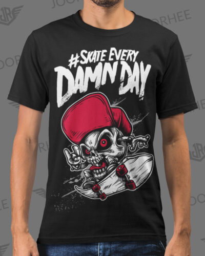 Skate Everyday Skateboard Skull T-shirt