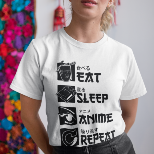 Eat-Sleep-Anime Typography T-shirt