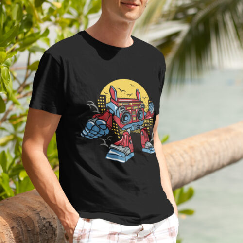Boombox Robot Music Graphic T-shirt