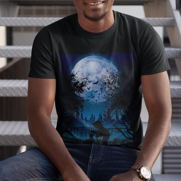Moon Night Vintage Skull Graphic T-shirt - Image 2