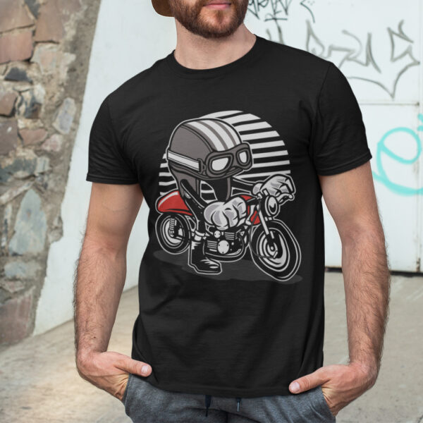 Caferacer Helmet Biker Graphic T-shirt - Image 2