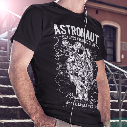 Astronaus Octopus Space Animal Graphic T-shirt
