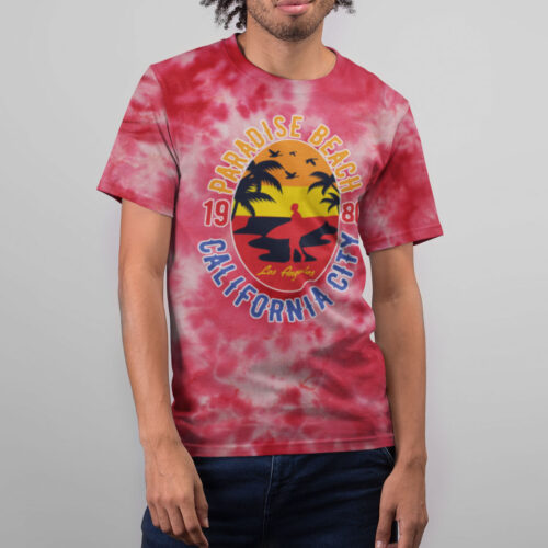 Paradise Beach Red Clouds Tie Dye T-shirt