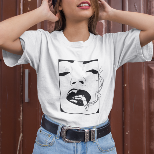 Face 152 Lady Graphic Line Art T-shirt