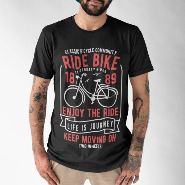 Ride Bike Typography Skull Graphic T-shirt - Image 2